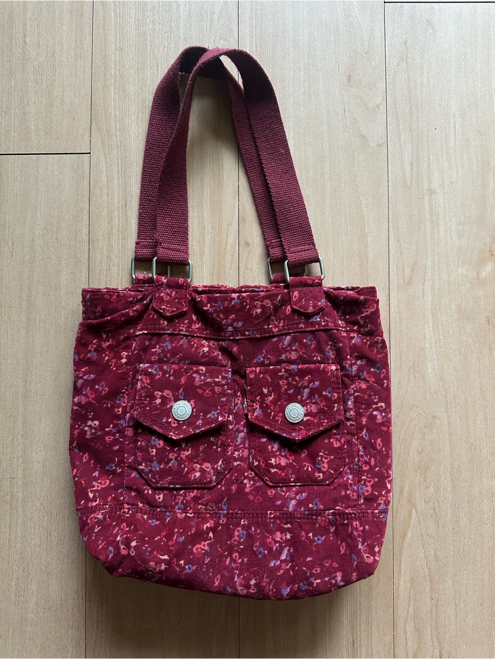Red Corduroy Vintage Levi’s Mini Tote Purse Cloth Y2K Buttons Pockets